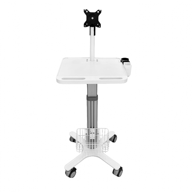 عربة طبية متنقلة فاخرة مزودة بحامل شاشة، وعربة تمريض قابلة لتعديل الارتفاع للمستشفيات والعيادات